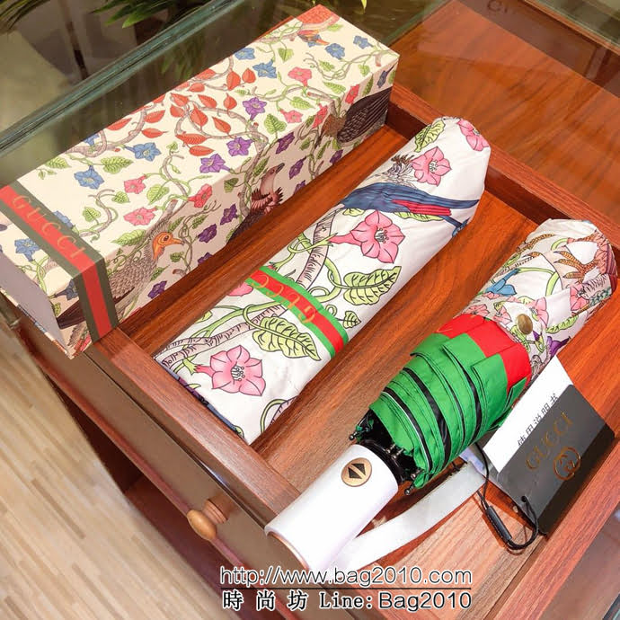 GUCCI古馳 專櫃夏季新款 花卉圖案 全自動折疊晴雨傘 防雨防紫外線隔熱傘  sll1032